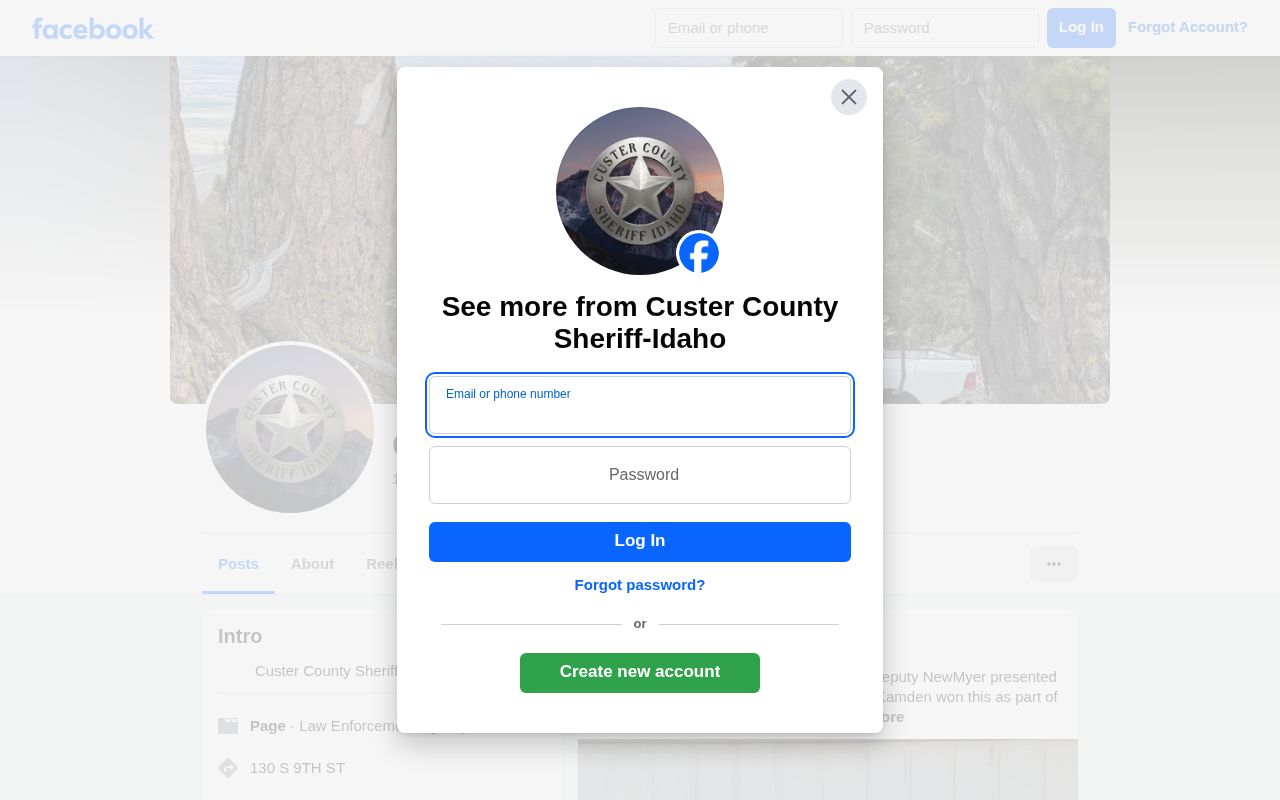 Custer County Sheriff's official social notices for warrant and arrest record context