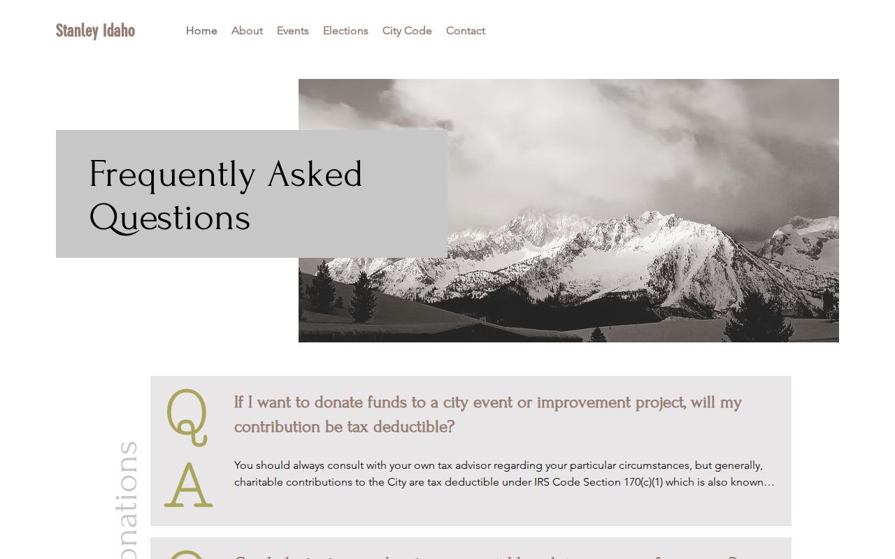 Stanley FAQ showing Custer County law-enforcement and booking-record routing